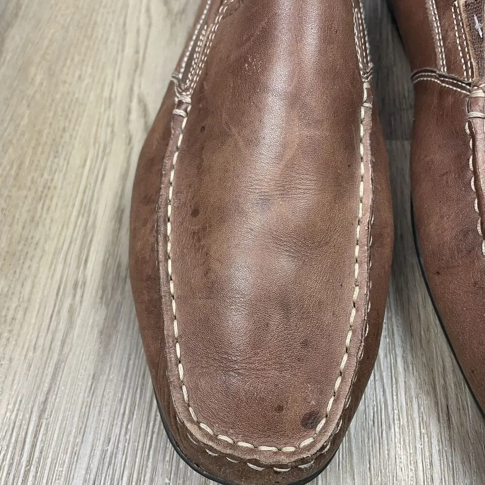 Geox Respira Shoes Mens Size 44 Brown Leather Slip On Moc Toe Loafers Comfort